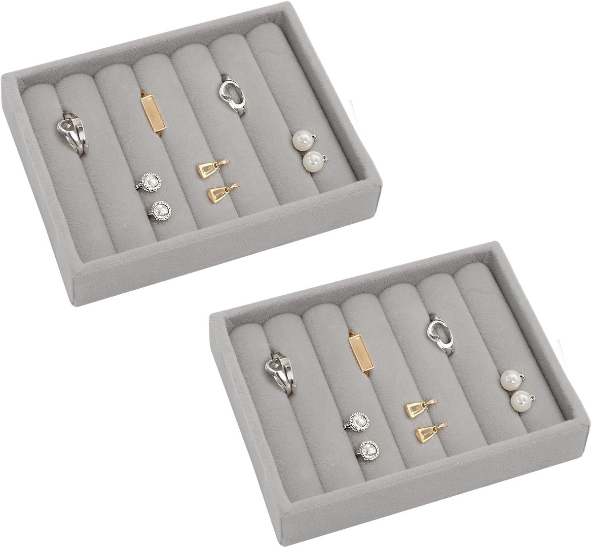 Dailygoods - HENGBIRD 2 stuks sieradenopslag, lade, sieradenorganizer, sieradeninzetstuk voor laden, oorringen, sieradenkistje, geschikt voor oorbellen, ringen en andere sieraden