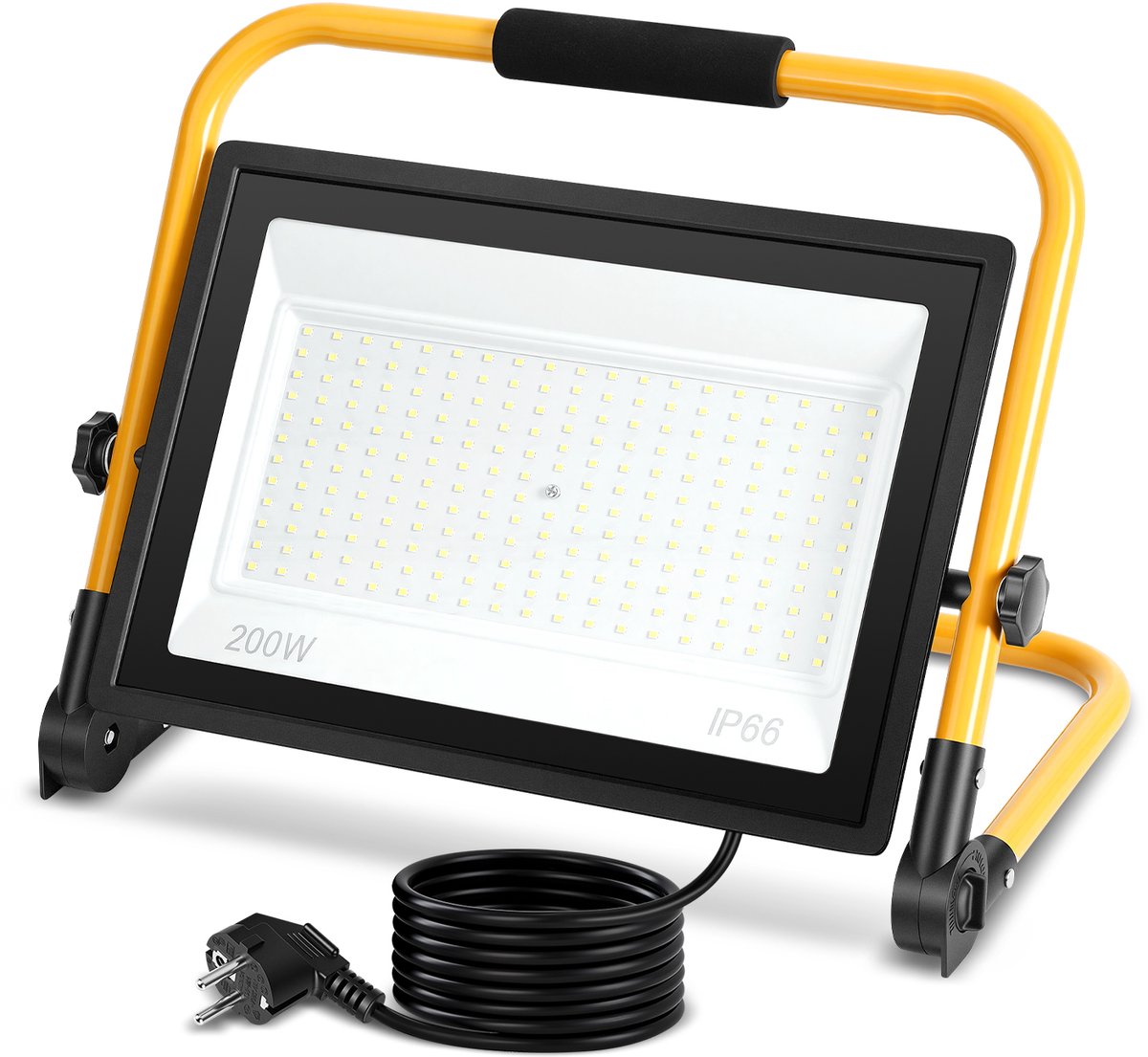 LED Bouwlamp 200W - 16000LM Werklamp - Waterdicht IP66 - 6500K Koud Wit - Voor Bouwplaats, Garage en Tuin