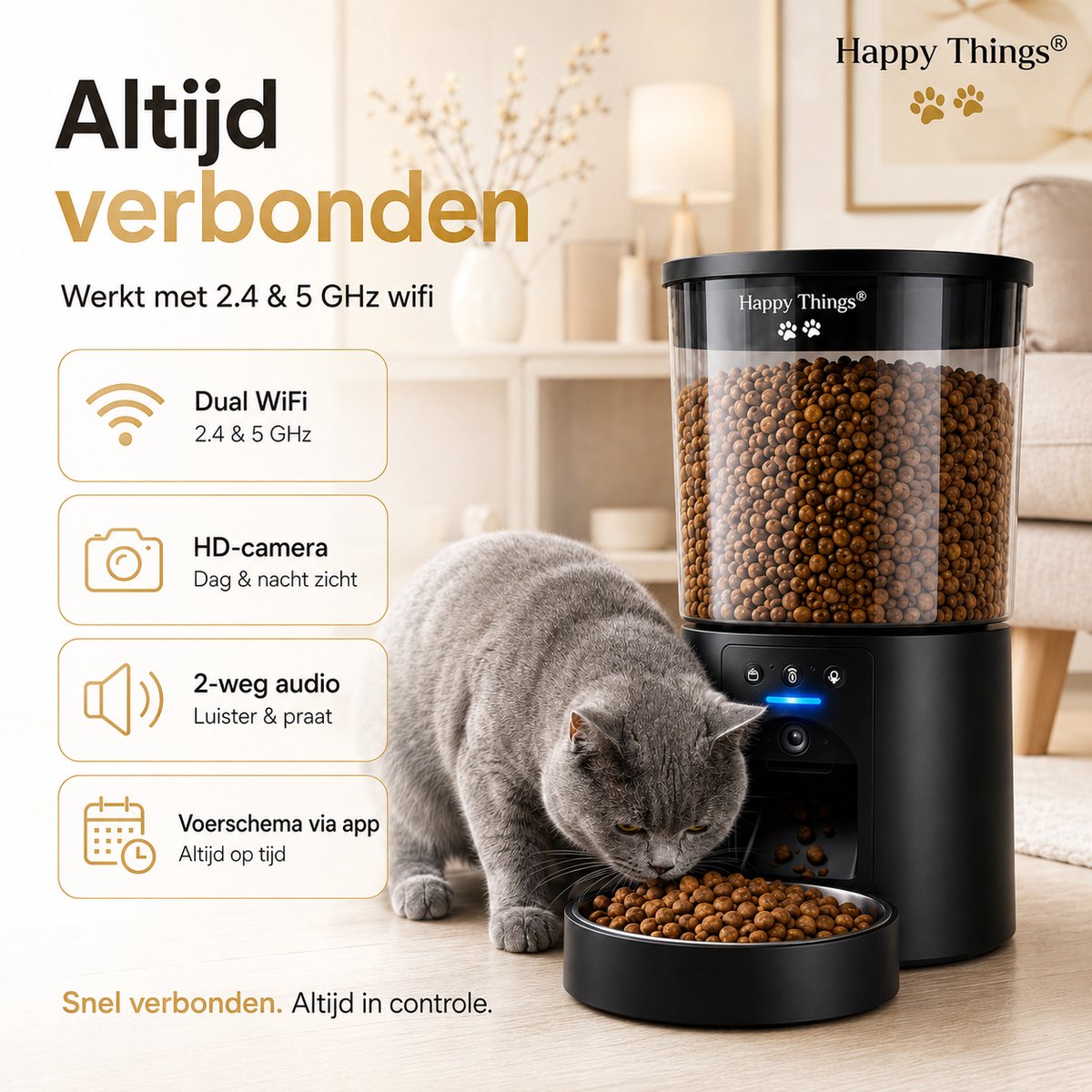 Happy Happy Things® Voerbak met Camera - 4L RVS thumbnail 5