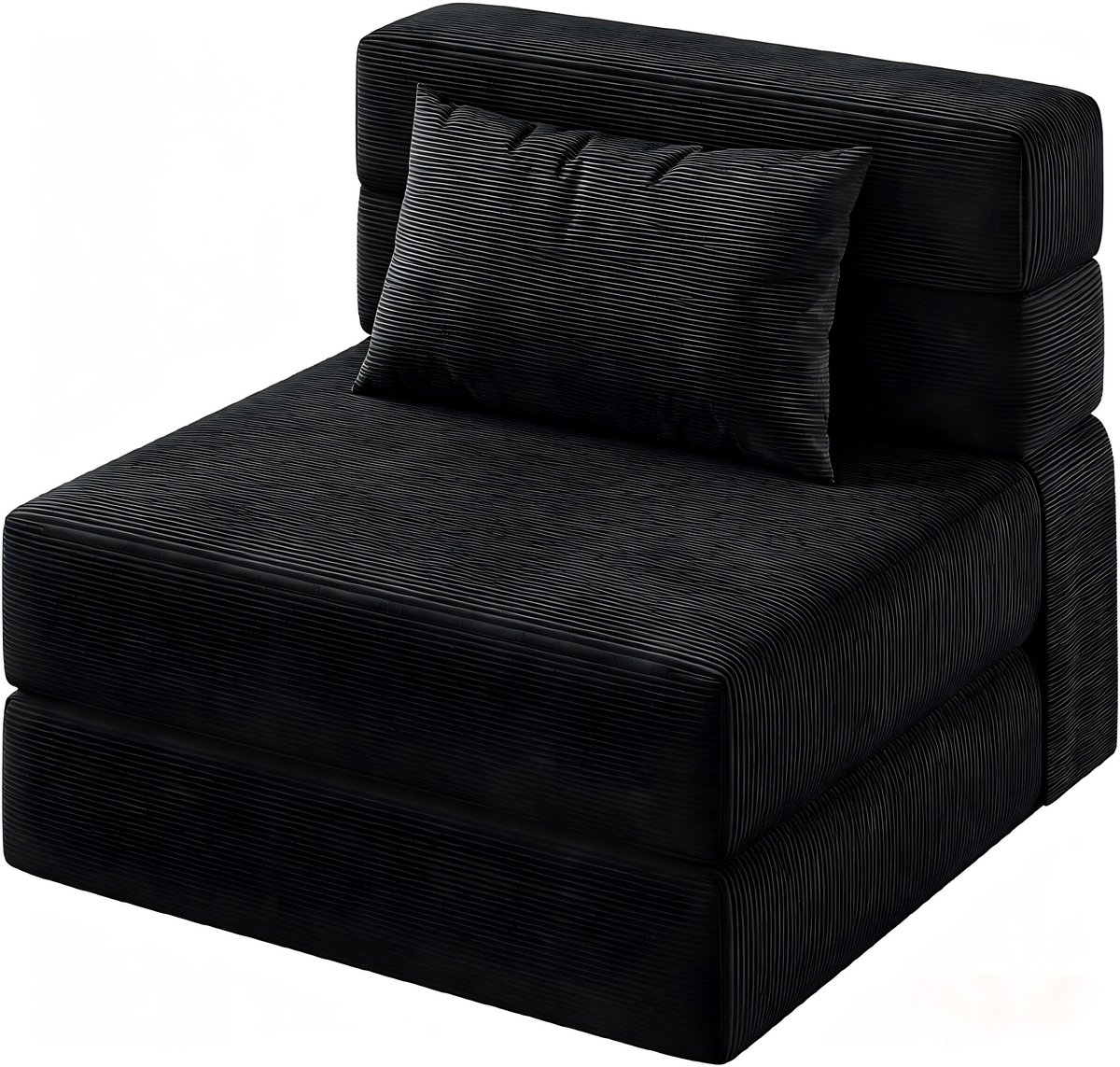 Slaapbank met Kussen - 183x71x23cm - Logeerbed - Opvouwbare Slaapbank - Slaapfauteuil - Afneembare Hoes - Ruimtebesparend - Voor Woonkamer Slaapkamer Logeerkamer - Zwart
