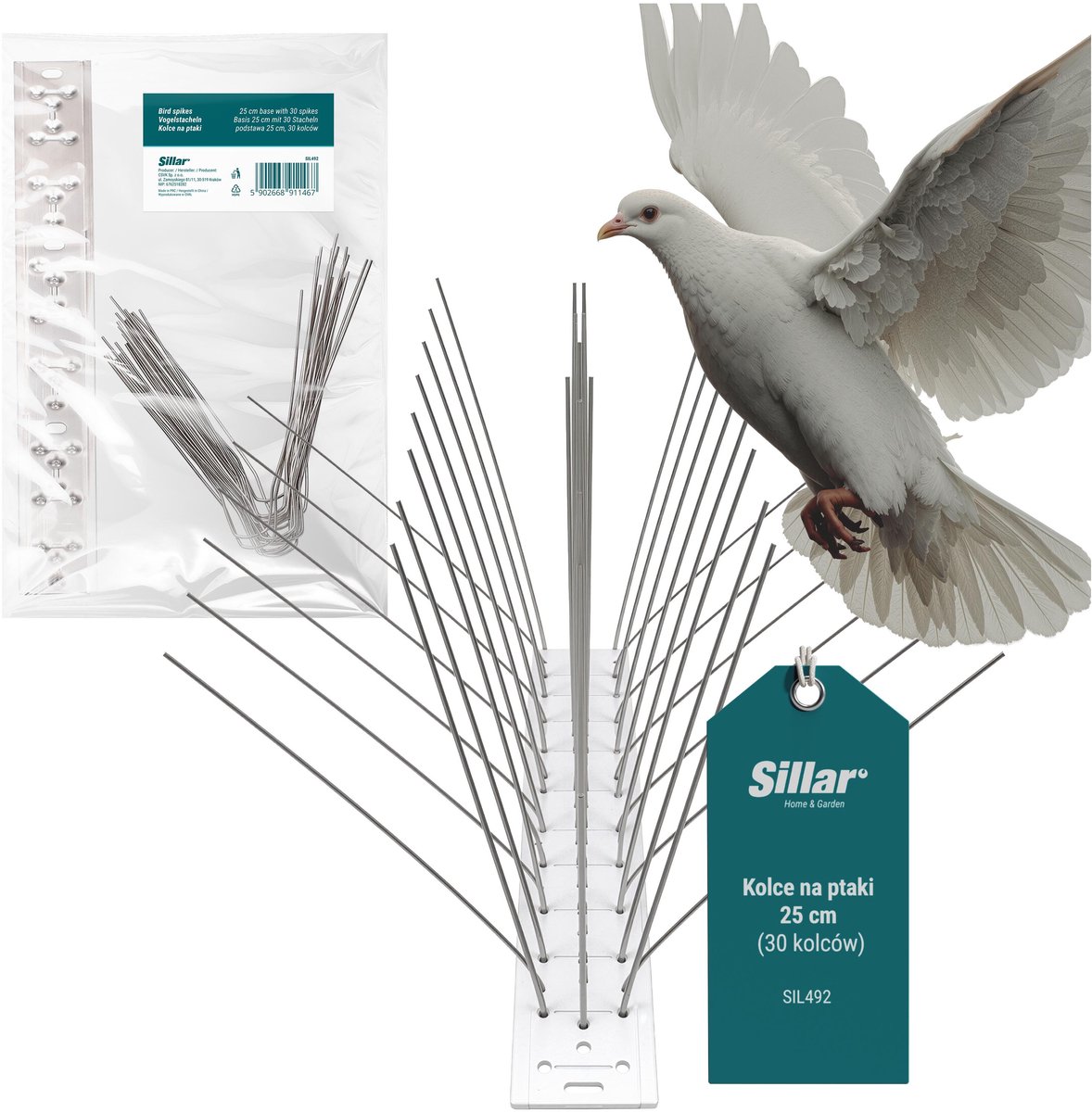 Sillar Duivenpinnen 25 cm - Vogelverjager - 30 Roestvrijstalen Spikes - Duivenverjager - Vogelwering - Anti-Vogel Pinnen