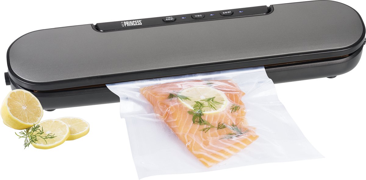 Princess Vacumeermachine 492970 - Vacuümsealer - Tot 30cm zakbreedte - Ingebouwde snijder - 60kPa - 3 standen - Incl. 10 Vacuumzakken