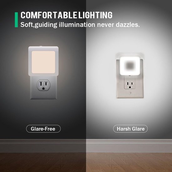 4-led nachtlampje (stekker/stopcontact) - Nachtlampje met dag/nachtsensor - LED-lamp met stekker - Nachtlampje - Warm licht - Dimbaar - Geschikt voor baby- en kinderkamers — afbeelding 3