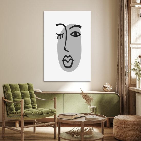 Affiche Visage - Femme - Zwart - Wit - 80x120 cm
