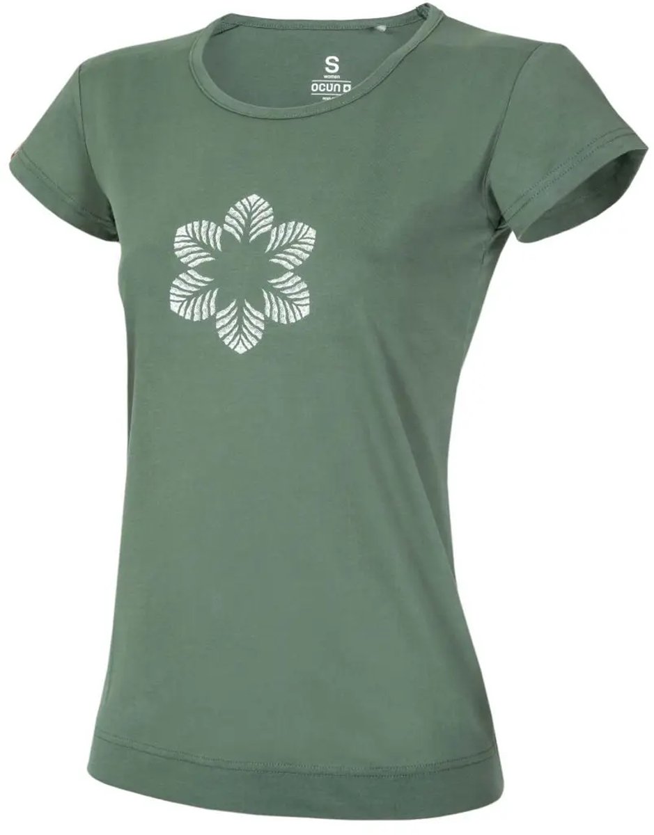 Dames-T-shirt Ocun Classic T Organic Flower Groen