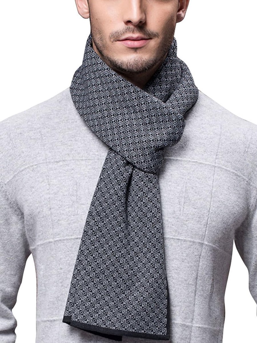 6% Wol Gebreide Sjaal voor Winter Herfst Casual Zakelijk Eenvoudig Chique Gentleman 180 x 30 cm