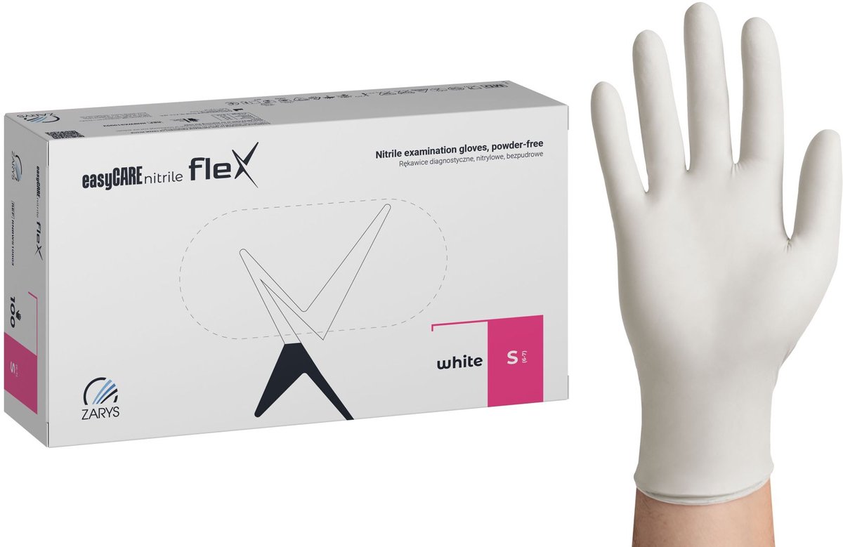 Nitril wegwerphandschoenen - Wit - maat S - 100 stuks - easyCare Flex