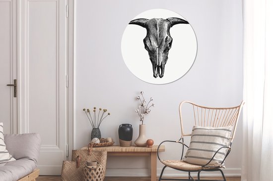 WallCircle - Wall Circle - Wall Circle - Rétro - Crâne - Vintage - Aluminium - Dibond - 90x90 cm - Intérieur et Extérieur