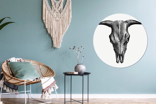 WallCircle - Wall Circle - Wall Circle - Rétro - Crâne - Vintage - Aluminium - Dibond - 90x90 cm - Intérieur et Extérieur
