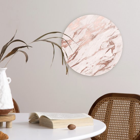 Cercle mural - Plastique - Marbre - Wit - Rose - ⌀ 30 cm