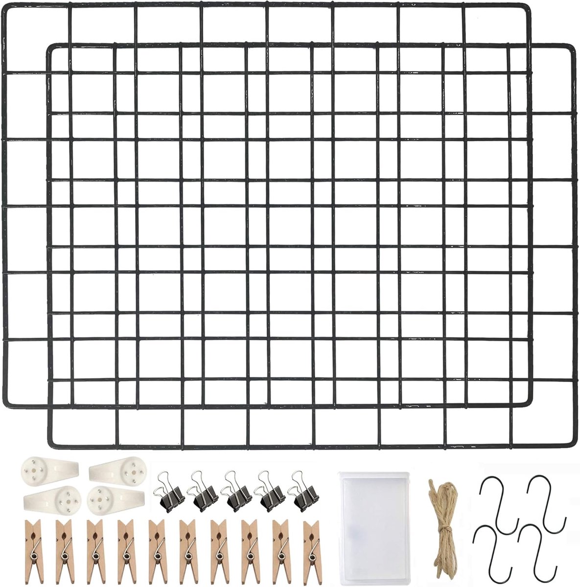 Wall Grid Panel Black, Wandrooster Foto, Metal Grid Photo Frame, Wandrooster Foto, Set Van 2 Metalen Memobord - Kamer DIY