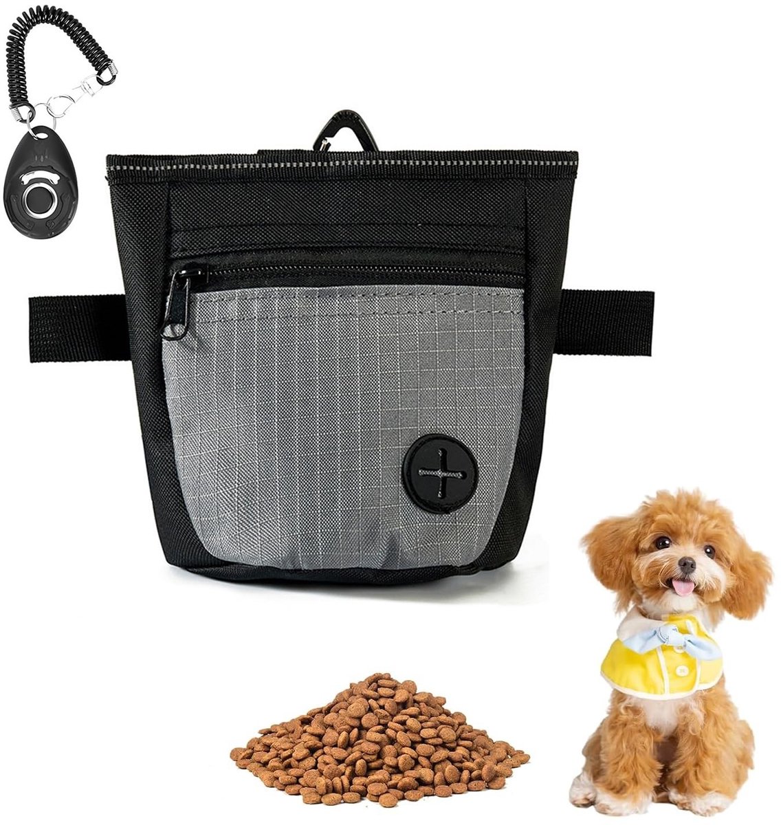 Dailygoods- Snoepzakje met magneetsluiting - Snoepzakje voor honden - Voerzakje hondentraining - Poepzakjeshouder - Waterafstotend - Compact 16,5x14,5 cm
