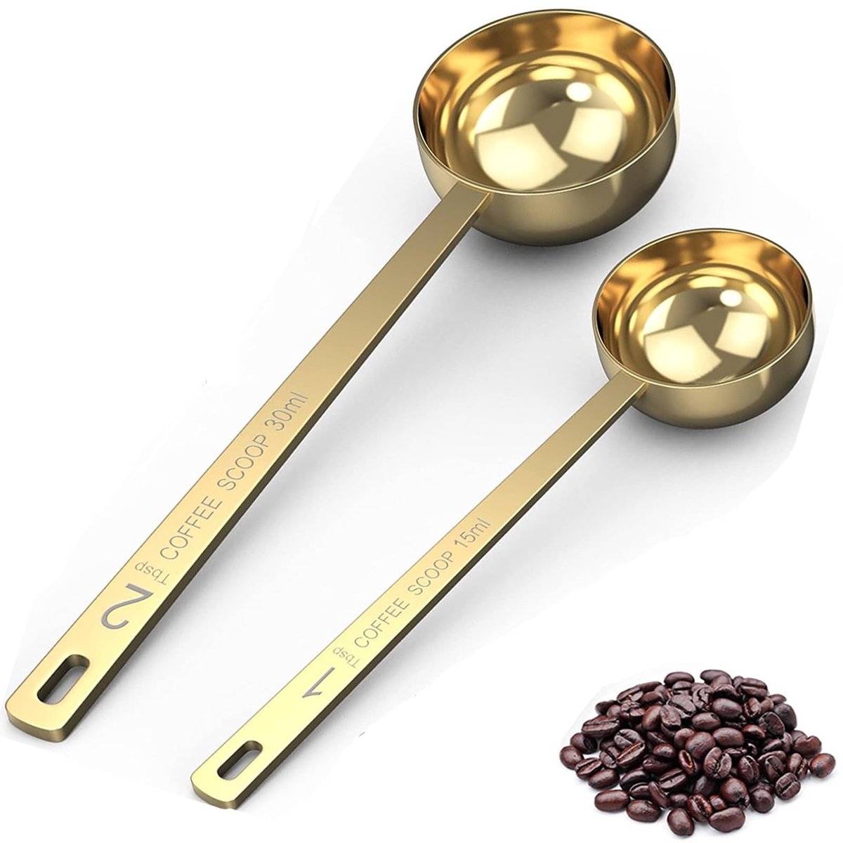 Dailygoods- Maatlepels 2-pack - Roestvrijstalen Maatlepels - Eetlepelschep - Koffiemaatlepel - Theelepels - Vaatwasmachinebestendig - Keukenlepel