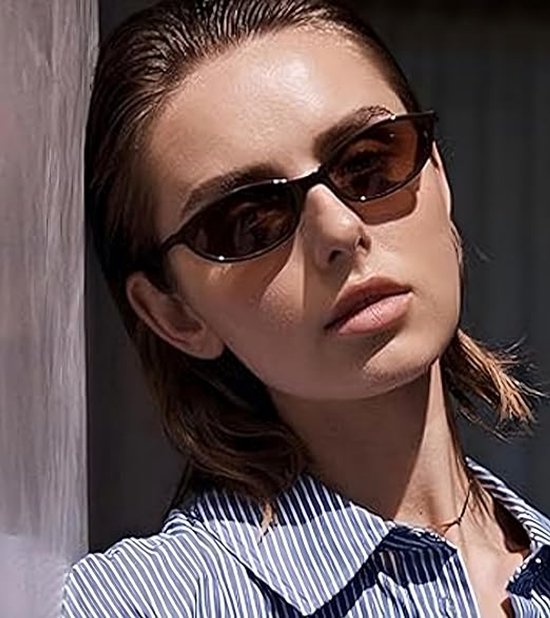 3 Stuks Retro Oval Cat Eye Sunglasses for Women Trendy Narrow Shades UV protection Sun Glasses — afbeelding 4