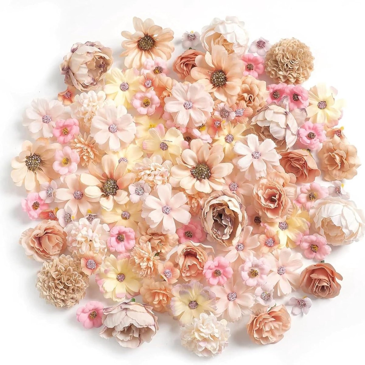 Kunstbloemen, kunstbloemkoppen, decoratie, kunstbloemen van stof, kleine kunstbloemen, hoofden voor doe-het-zelf, scrapbooking, bruiloft, cake, feest, tuin, handwerk (oranje