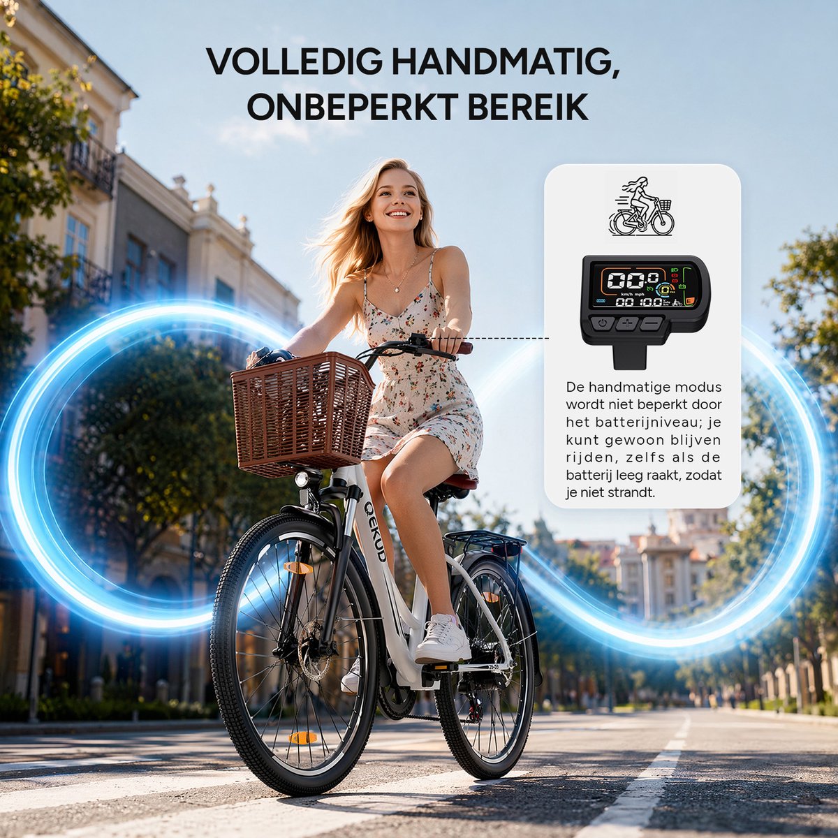 Qekud Elektrische Fiets - 26 Inch E-bike - 36V 13Ah Uitneembare Accu - Actieradius 80 km - Shimano 7 Versnellingen - Schijfremmen - Verlichting- Ideaal voor Woon-werkverkeer thumbnail 3