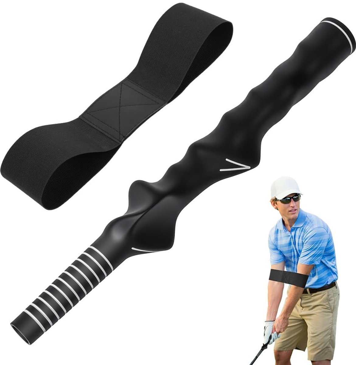 Dailygoods - flintronic Golf Training Grip, Golf Grip Training Aid, Anti-Slip Golf Swing Trainer, Houding Correctie Praktijk Uitlijning voor Beginner, Rechtshandige Golfers