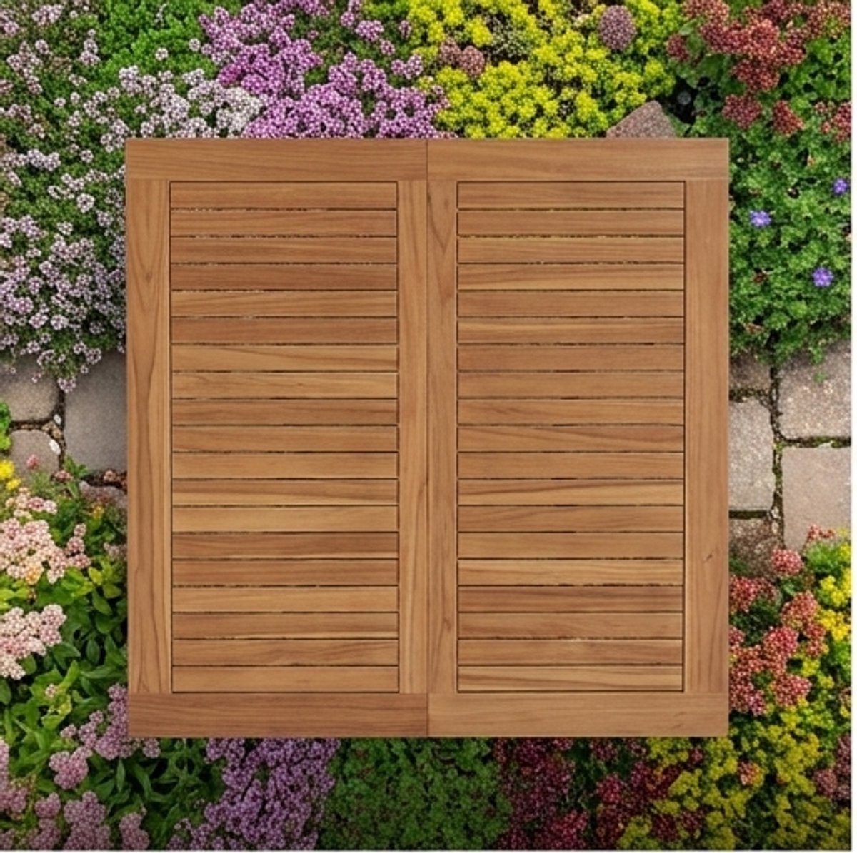 Premium Massief Teak Vierkante Tuintafel 110x110x75 cm – Weerbestendige Houten Tuin- & Ter