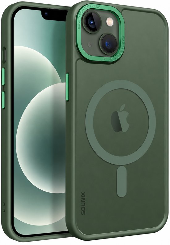 Geschikt voor iPhone 13 / 14 hoesje - Magsafe Transparant - Magnetisch Magsafe Hoesje - Hoesje Geschikt voor iPhone 14 - Sounix - Paars