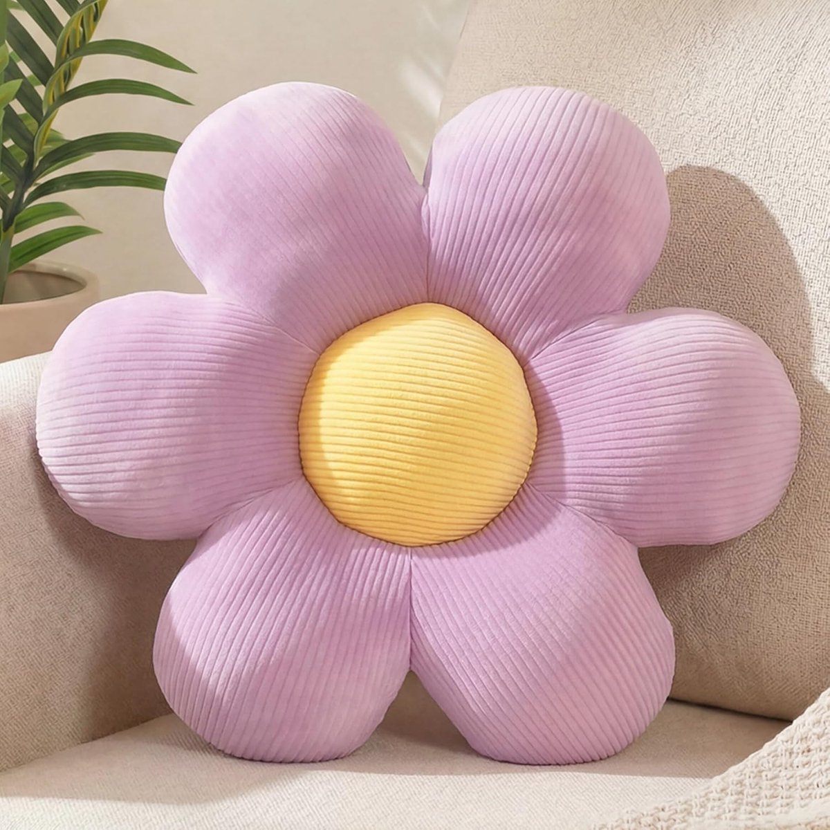 kussen met bloemen, paars sierkussen, schattig vloerkussen, esthetisch Preppy kamerdecor kussen voor bed, bank, stoel 38 cm (paars)