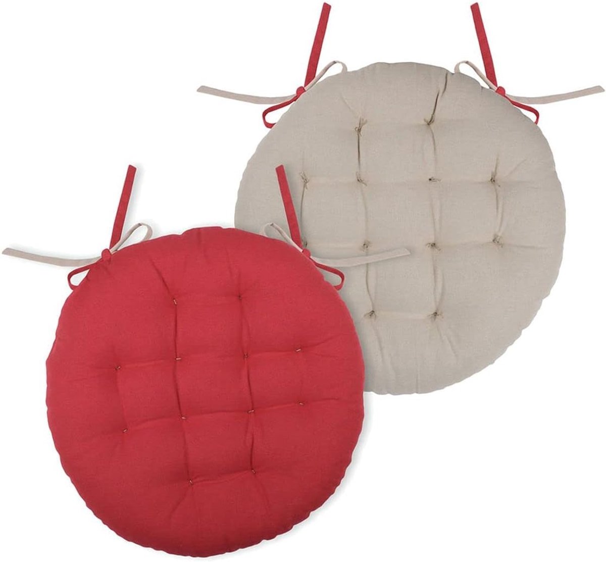 Stoelkussen, diameter 38 cm, duo-rood, linnen, katoen, Ø 38 CU1490041GAL-R
