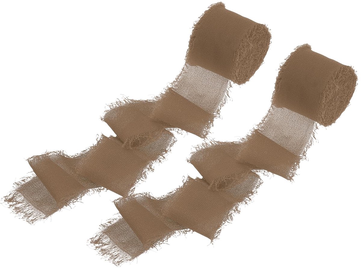 Omgoods - Katoenen Franjeslint Bruin 3,8 cm x 5,5 m - 2 Rollen voor Doe-het-zelf Ambachten