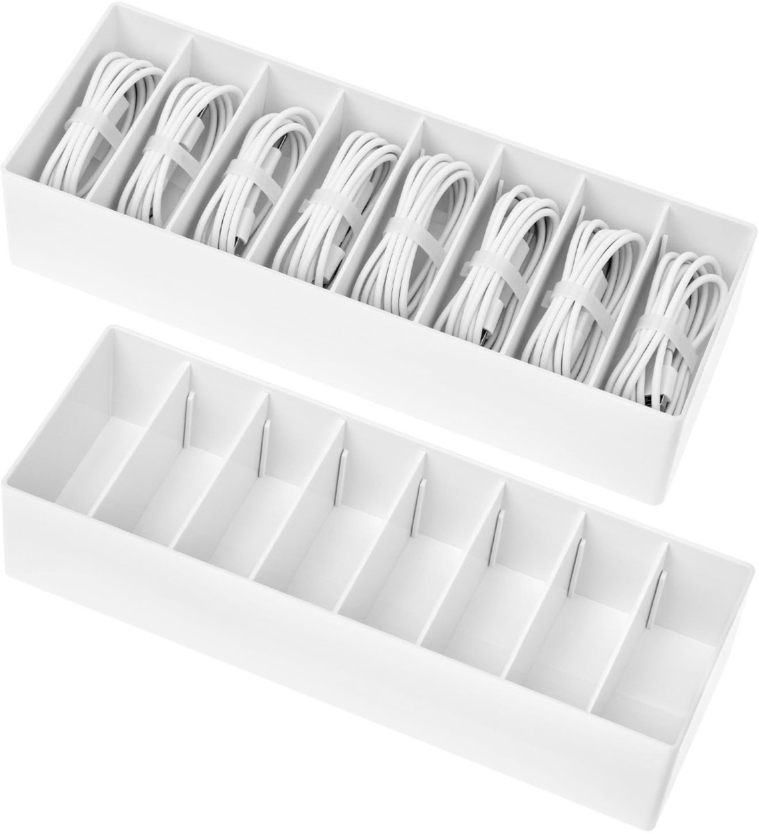 Omgoods - 2 Stuks Kabelorganizer met Verstelbare Vakken voor Bureau