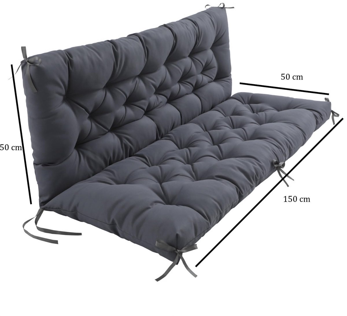 Omgoods - Tuinkussen voor Bank, Grijs 150 x 50 x 50 cm