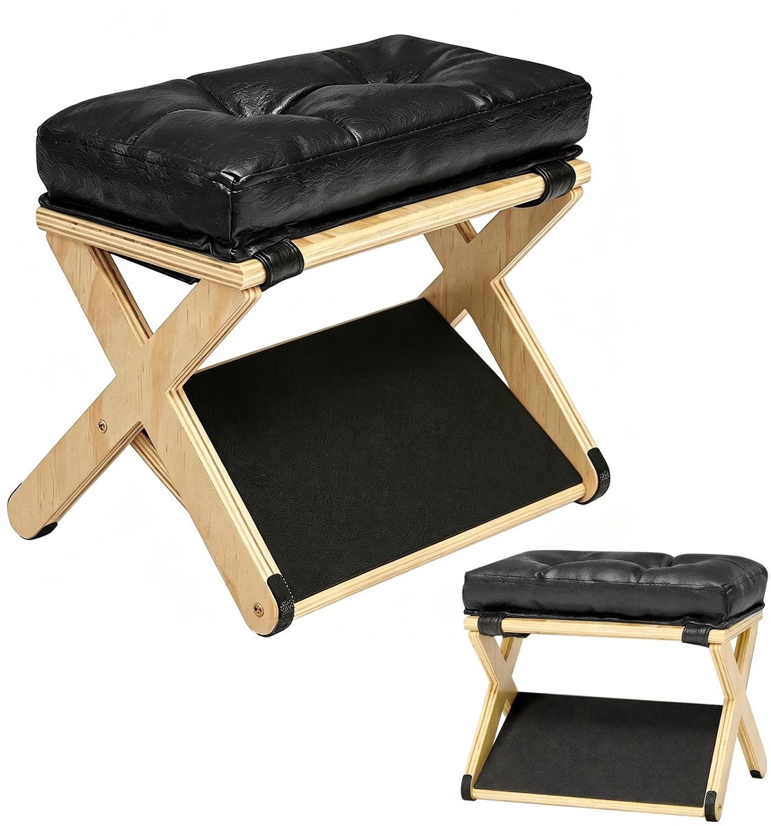 Omgoods - 2-in-1 Ergonomische Houten Voetensteun - Voetkruk voor Thuis en Kantoor