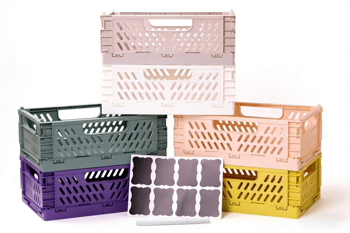 Omgoods - Set van 6 Vouwbare Opbergdozen met Labels en Pennen
