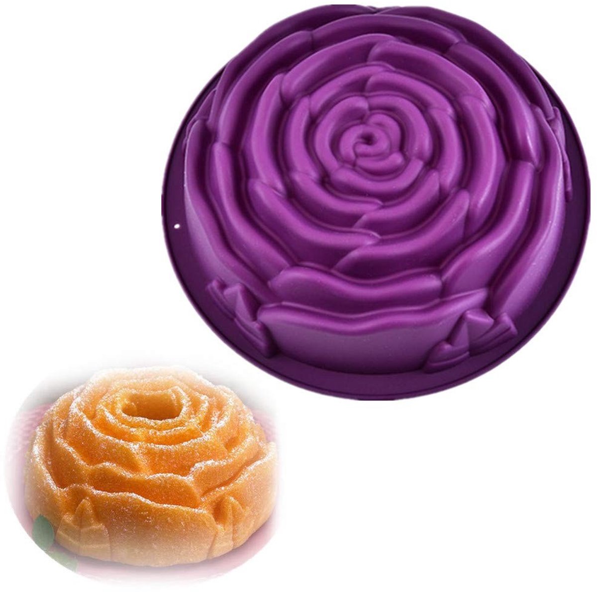 Omgoods - Siliconen Cakevorm Rozenbloem - 25,4 cm Anti-aanbakpan Paars