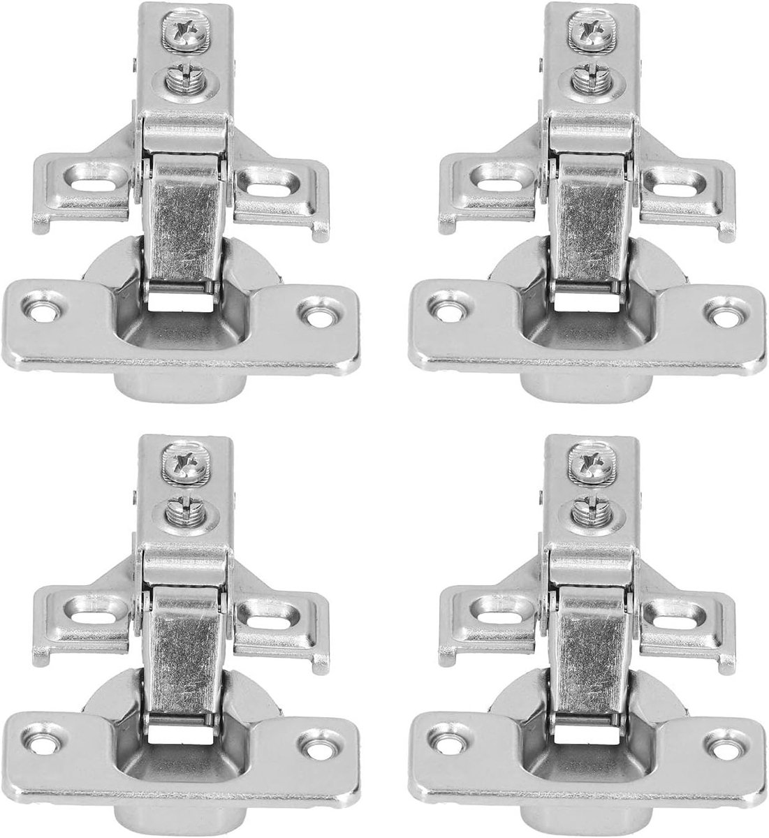 Set van 4 zachte dempingsscharnieren met schroeven, 105 graden hydraulisch dempingsscharnier voor keukenkastjes, zelfsluitend en frameloos ontwerp