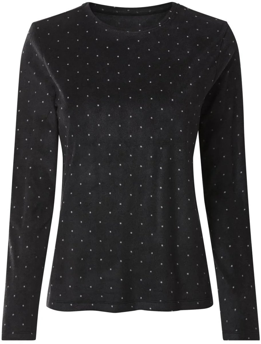 esmara Dames Fleece Pyjama / Zwart met Witte Stippen /Maat S 36