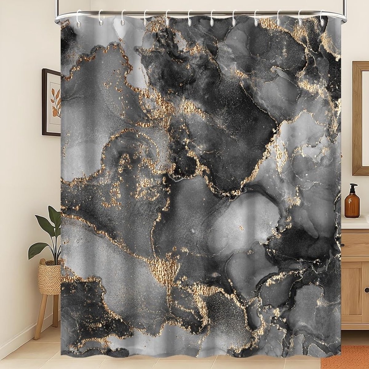 Omgoods - Luxe Waterdichte Douchgordijn met Abstracte Marmerprint 120 x 180 cm