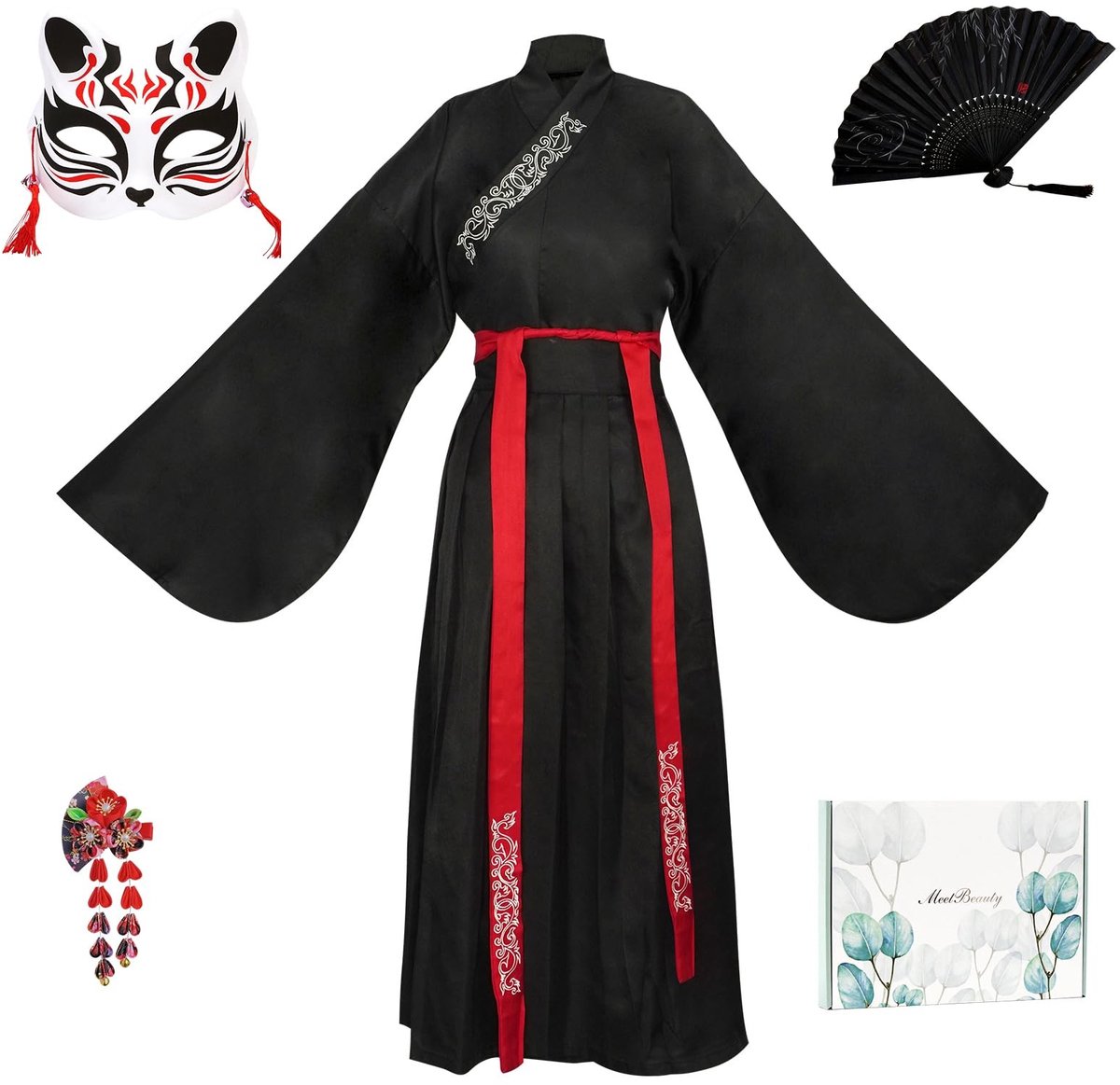 Omgoods - Plus Size Chinese Hanfu Kostuum met Masker voor Cosplay