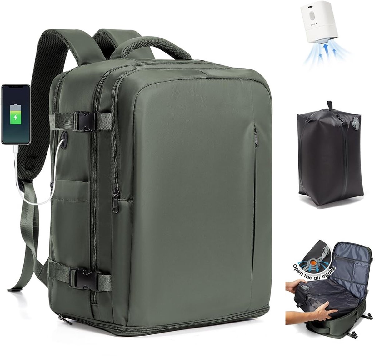Omgoods - Vacuum Rugzak met Pomp voor Reizen - Ryanair Handbagage 40x30x20 cm