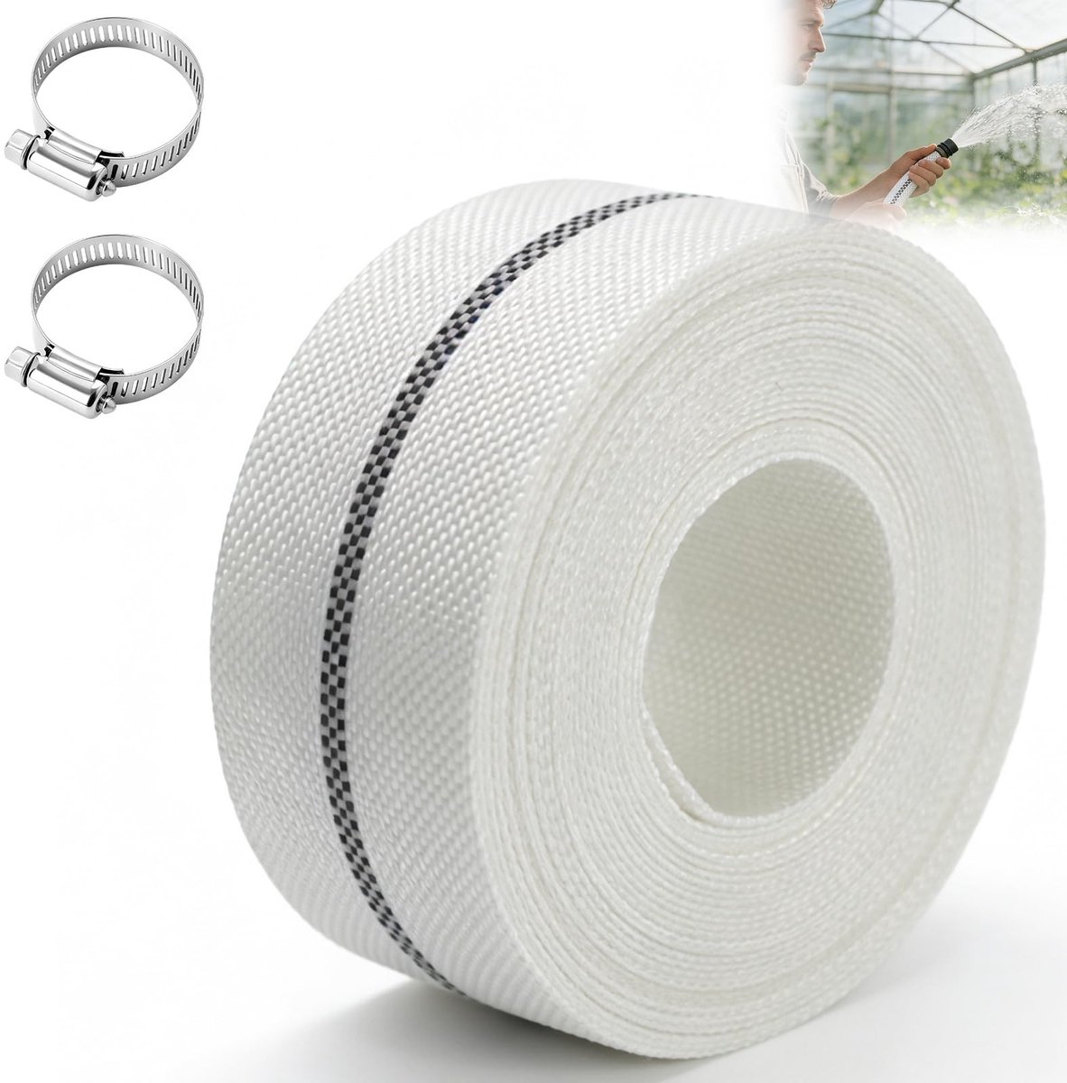 Omgoods- Pompslang 1 1/2 inch - Platte Slang - 10 meter - Industrieel - Tuinirrigatie - Inclusief 2 Clips - Geschikt voor Dompelpompen - Waterslang