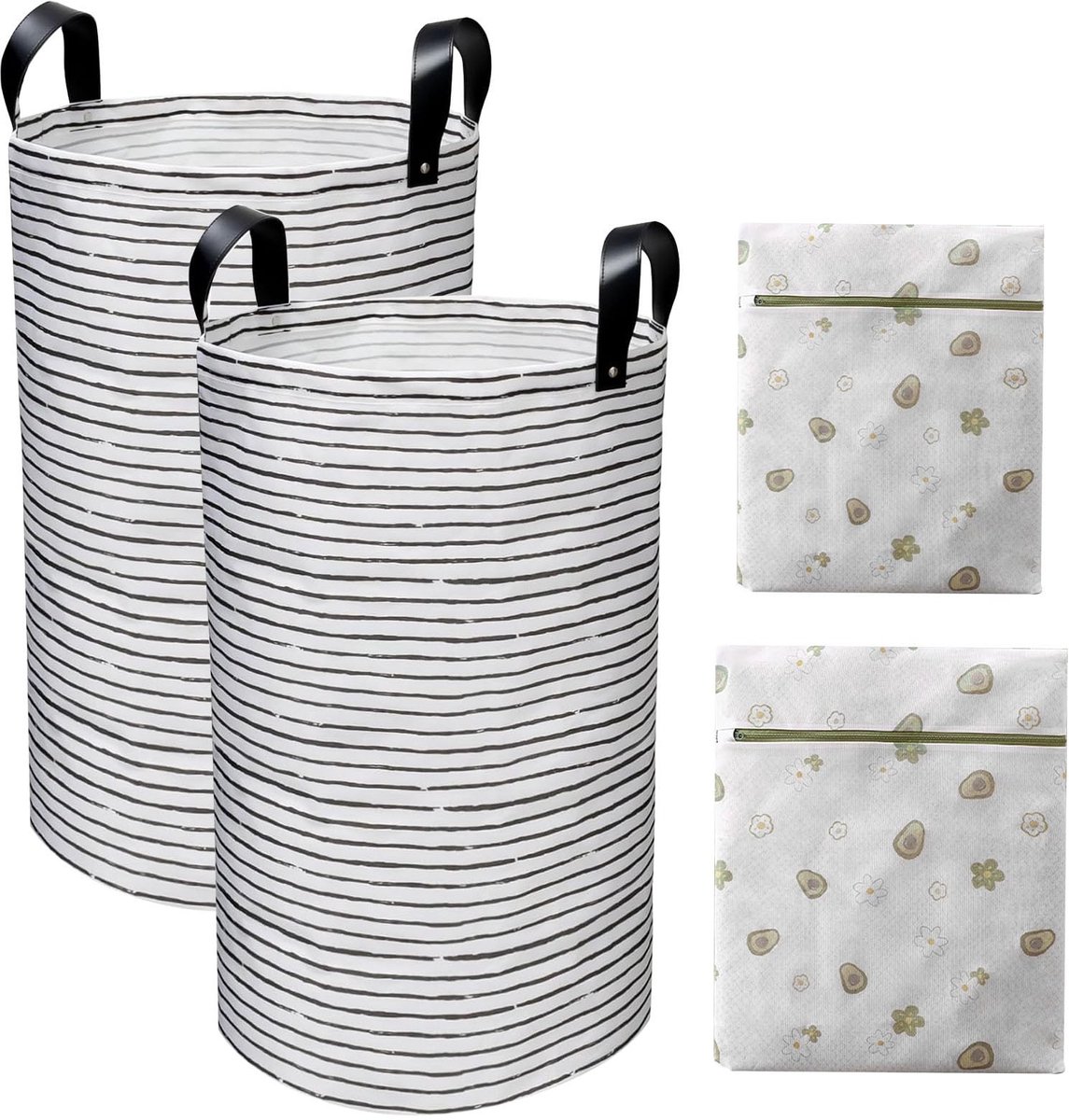 Omgoods - 2-Pack Opvouwbare Wasmanden met 2 Waszakken - Waterproof Canvas
