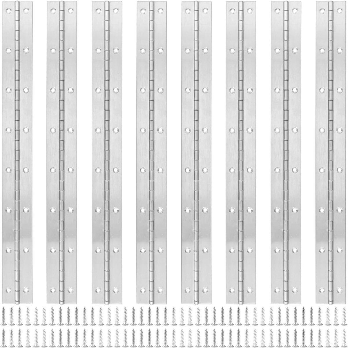 15 inch roestvrijstalen pianoscharnieren - 8 stuks, zwaar gepolijst voor piano's, kastdeuren en boten