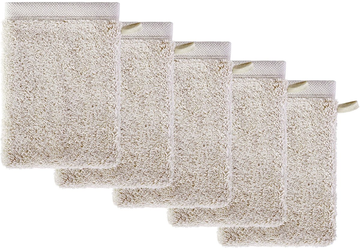 Omgoods - Set van 5 Premium Waslapjes Pura - 100% Katoen - Zandgrijs