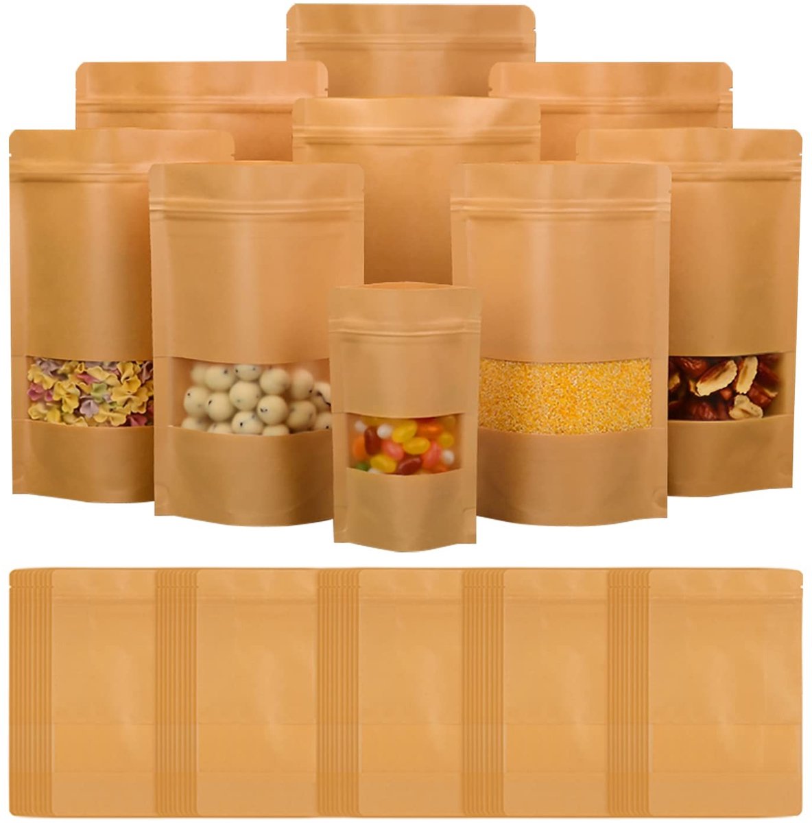 Omgoods - Herbruikbare Kraft Papieren Tassen met Venster (100 stuks)