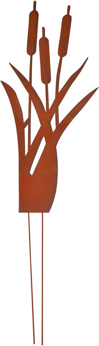 Omgoods - Grote Tuinsteker van Staal in Rietdesign, 75 x 35 cm