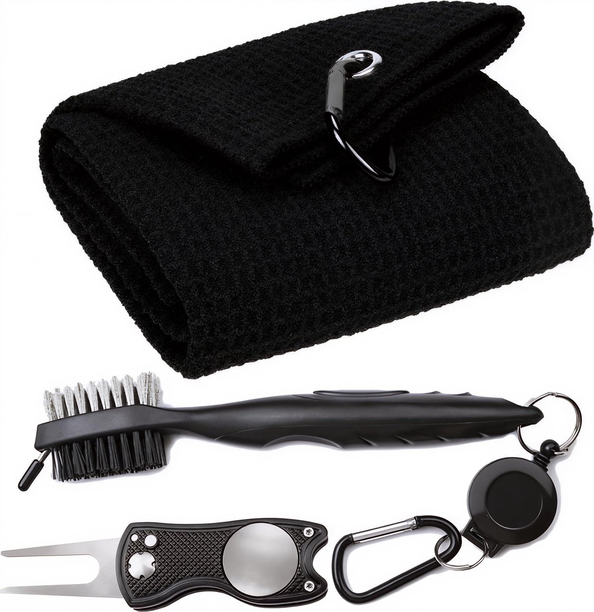 Omgoods - Golf Accessoireset met Borstel, Pitchfork en Microvezel Handdoek