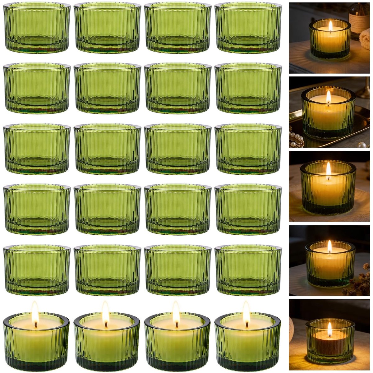 Omgoods - Set van 24 Teelichthouders van Glas voor Decoratie