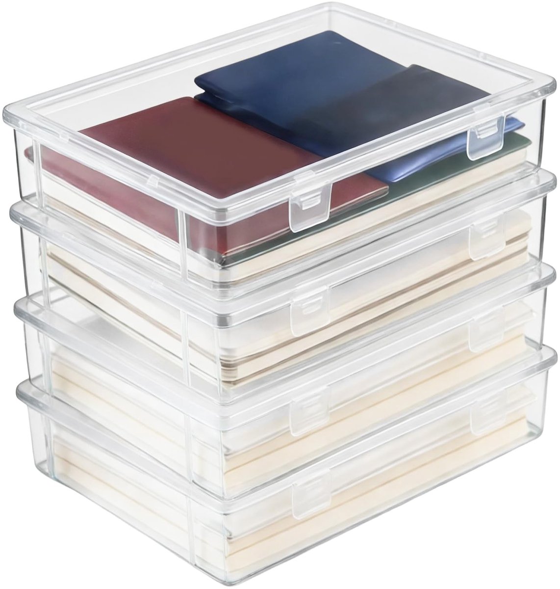 Omgoods - Set van 4 Stapelbare Opbergdozen met Deksel