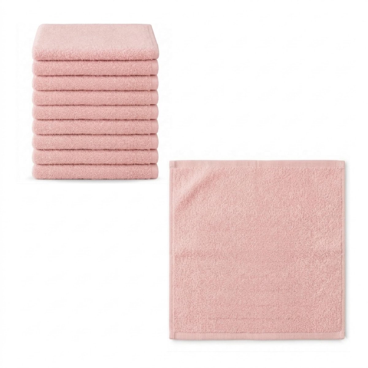 Omgoods - Set van 10 Mini Handdoeken 30x30 cm - Pastelroze - Katoen