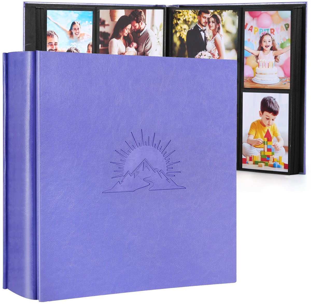 Omgoods - Fotoalbum 10 x 15 cm voor 1000 foto's van Kunstleer in Lila