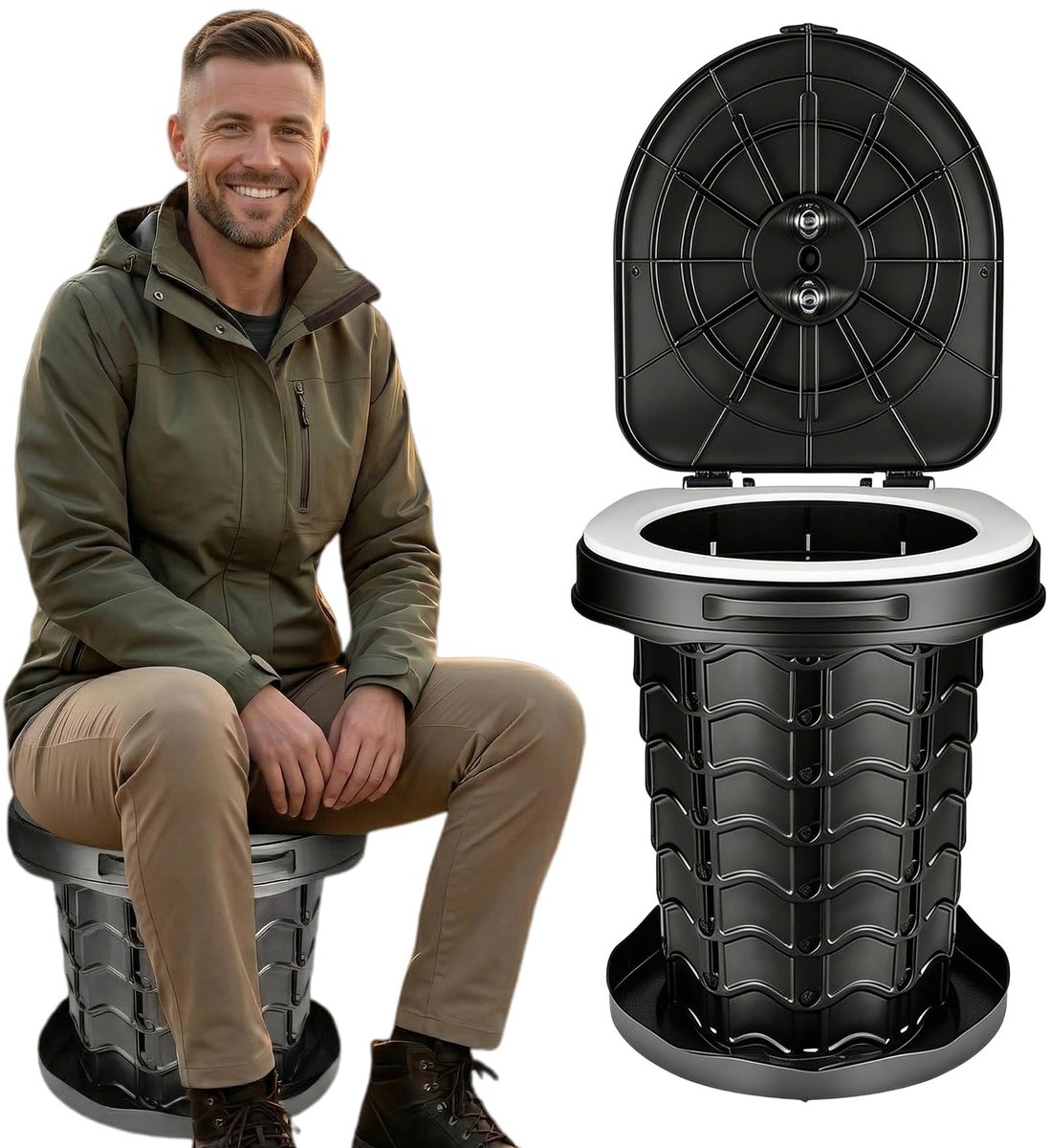 Omgoods - Opvouwbaar Campingtoilet met Deksel en Toilettas