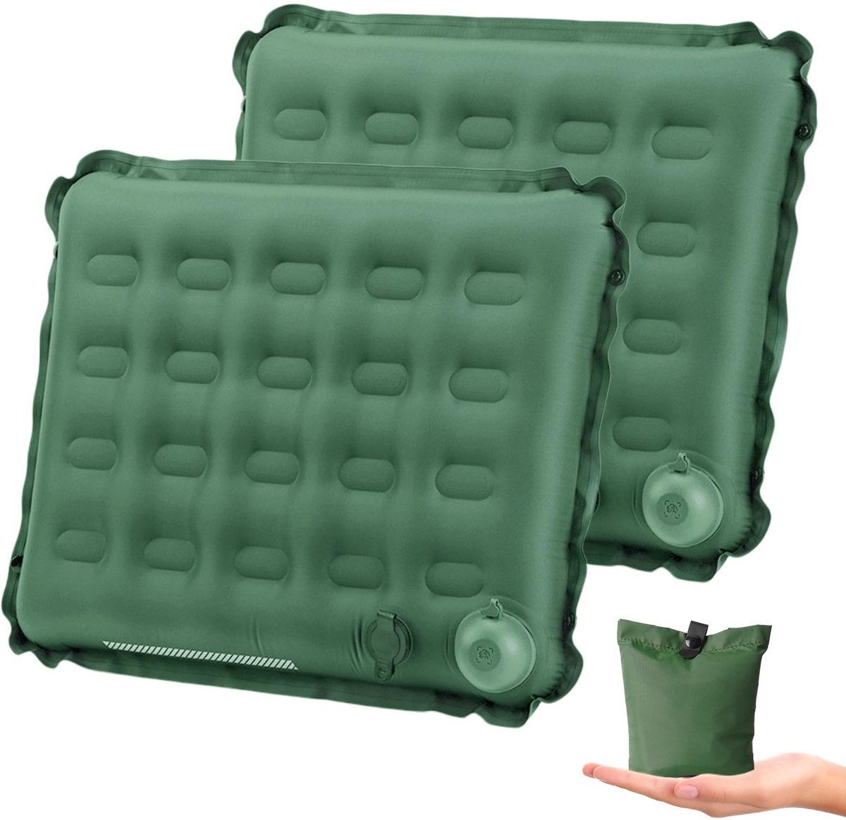 Omgoods- Zitkussen zelfopblazend 42 x 34 x 6 cm - Opblaasbaar voor vliegtuig - Camping - Outdoor - Opvouwbaar - Ultr lichtgewicht - Opblaaskussen