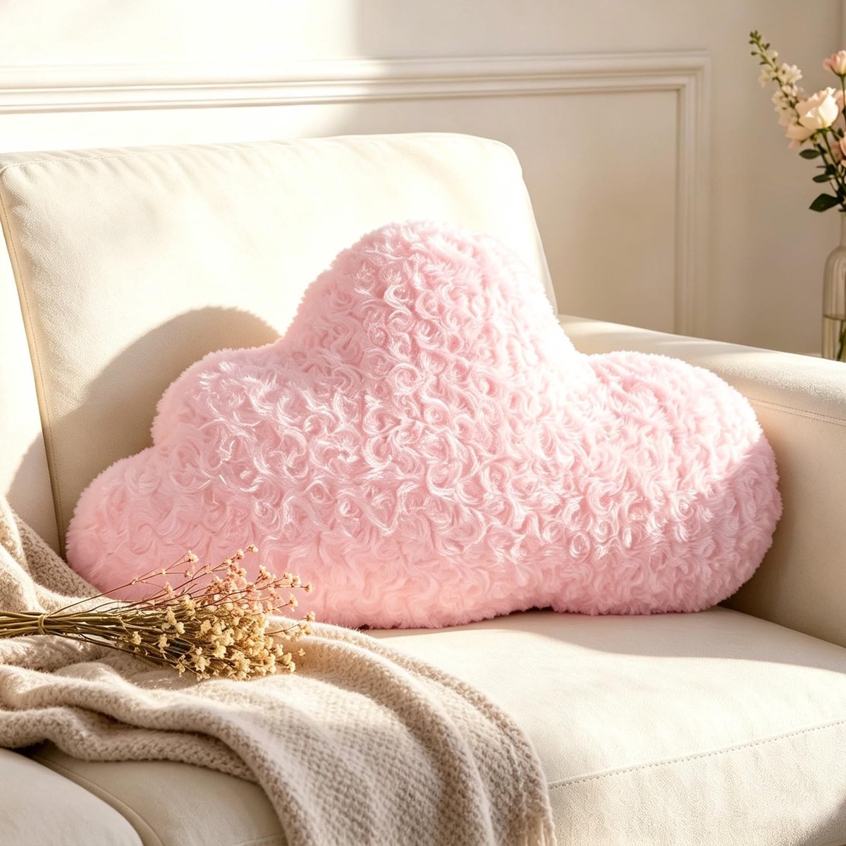 Omgoods - Roze Wolk Kussen voor Kinderen en Volwassenen